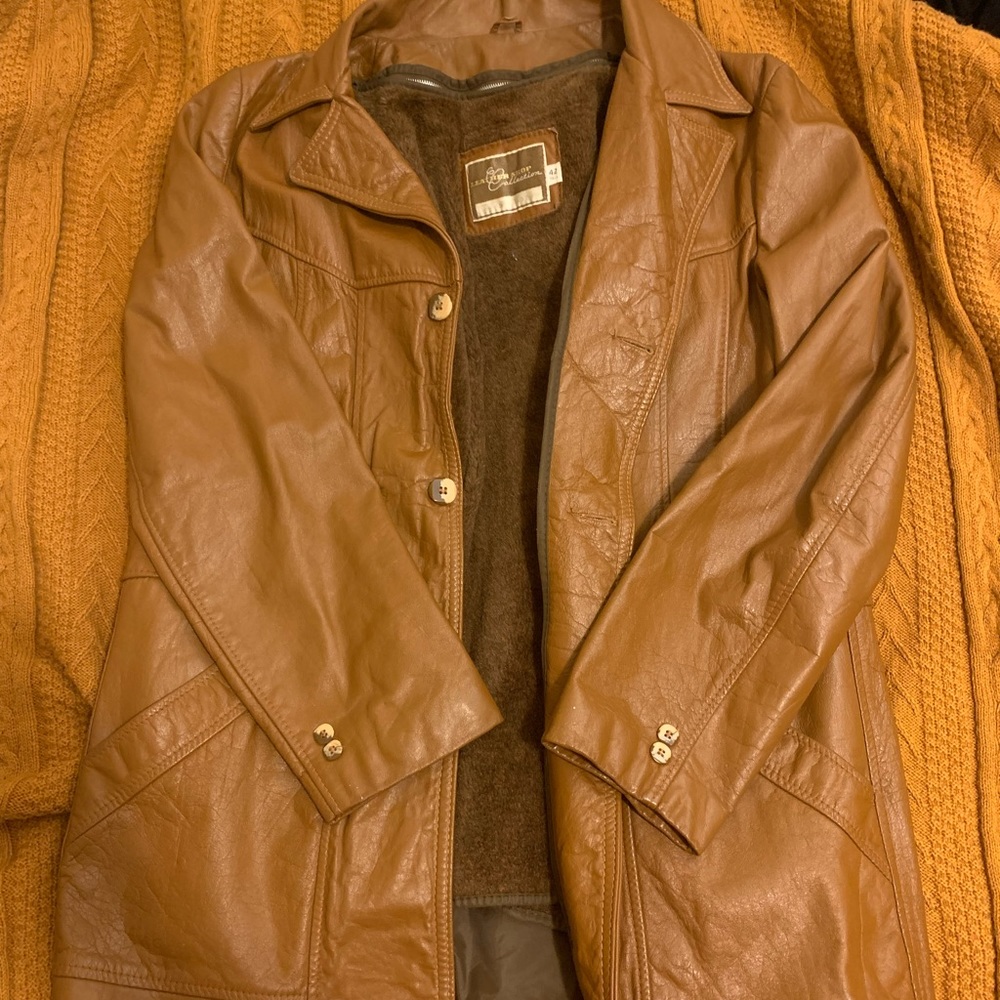 Leather shop collections 42” tall leather jacket